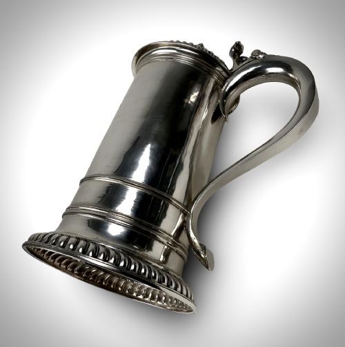 RARE SOLID SILVER STERLING FLAGON TANKARD WILLIAM III LONDON 1693 BENJAMIN PYNE - ADDITIONAL PHOTO 6