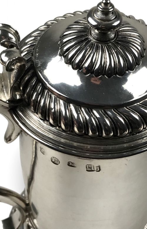 RARE SOLID SILVER STERLING FLAGON TANKARD WILLIAM III LONDON 1693 BENJAMIN PYNE - ADDITIONAL PHOTO 7