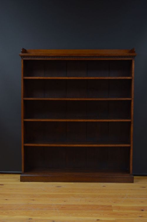 VICTORIAN LARGE SOLID OAK COUNTRY OPEN BOOKCASE C1880