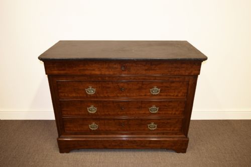 c1860 french mahogany chest commode - CATEGORY: ANTIQUE CHEST OF DRAWERS - DATED 1860