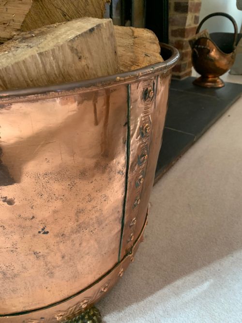 LARGE VICTORIAN COPPER LOG BIN - ADDITIONAL PHOTO 2