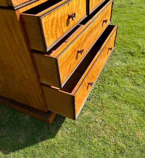 VICTORIAN SATINWOOD LINEN PRESS WARDROBE - ADDITIONAL PHOTO 2