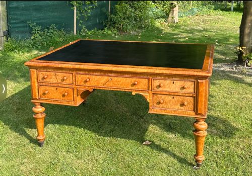 victorian birdseye maple partners desk - CATEGORY: ANTIQUE DESKS - DATED 1860