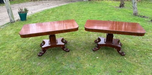 REGENCY MAHOGANY TWO PILLAR DINING TABLE - ADDITIONAL PHOTO 3
