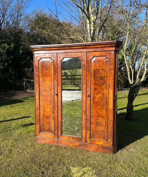 victorian burr walnut wardrobe - CATEGORY: ANTIQUE WARDROBES - DATED VICTORIAN