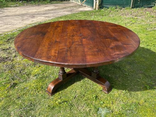 LARGE VICTORIAN CIRCULAR OAK DINING TABLE - ADDITIONAL PHOTO 3