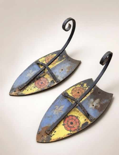 PAIR OF PERIOD HERALDIC SHIELDS