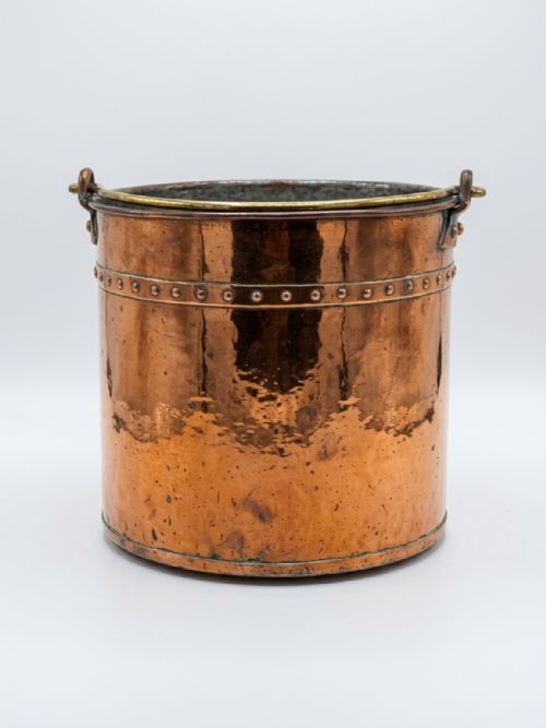 19THC COPPER STUDDED BUCKET NO 1