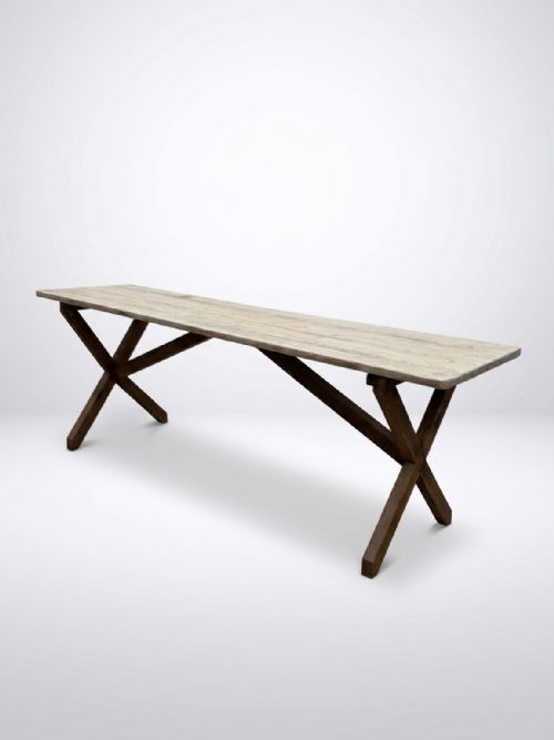 English 1900s cross leg  8ft long pine table 