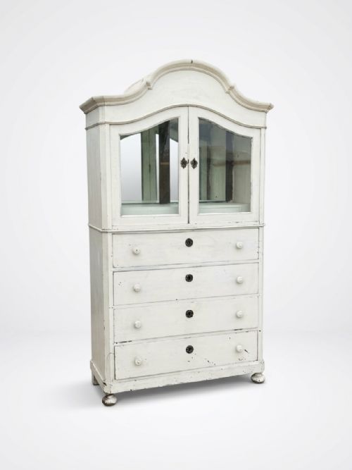 19thc Swedish Bonnet Top Cabinet