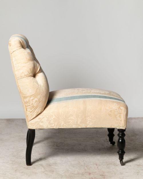 ANTIQUE FRENCH SLIPPER CHAIR FOR UPHOLSTERY - ADDITIONAL PHOTO 1