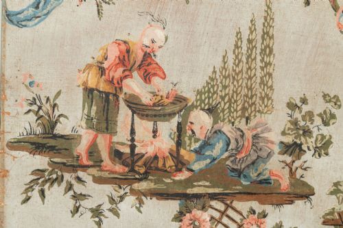 TWO CHINOISERIE FRENCH CANVAS PANELS - ADDITIONAL PHOTO 2
