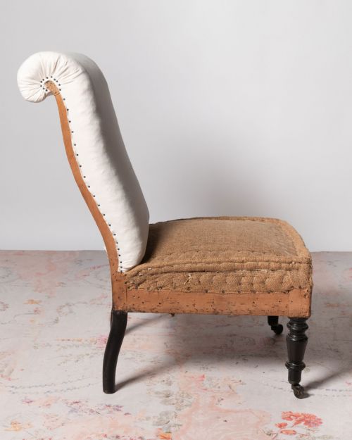 NAPOLEON III FRENCH SCROLL BACK SLIPPER CHAIR