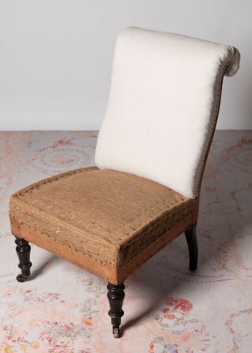 NAPOLEON III FRENCH SCROLL BACK SLIPPER CHAIR - ADDITIONAL PHOTO 1