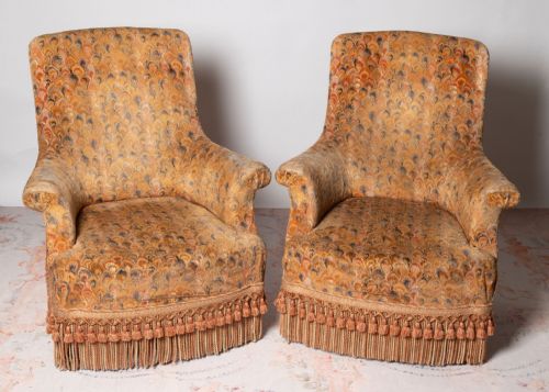 ANTIQUE FRENCH PAIR OF NAPOLEON III CHAIRS FOR UPHOLSTERY