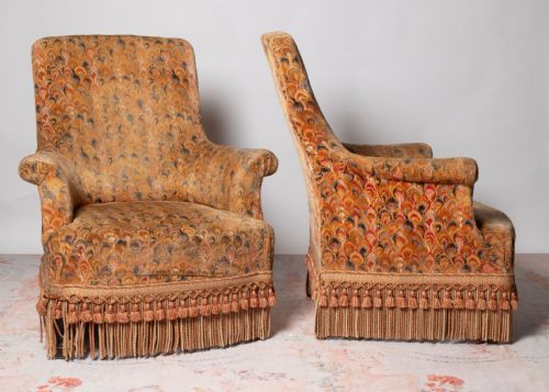 ANTIQUE FRENCH PAIR OF NAPOLEON III CHAIRS FOR UPHOLSTERY - ADDITIONAL PHOTO 1