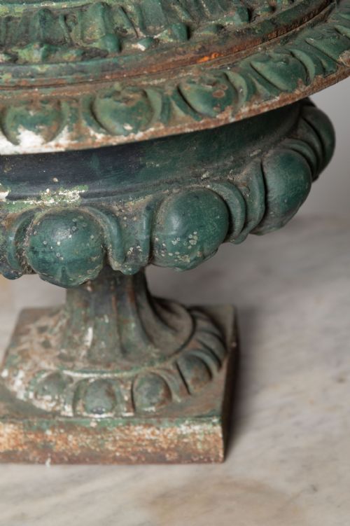 PAIR OF ANTIQUE URNS WITH THE ORIGINAL LIDS - ADDITIONAL PHOTO 3