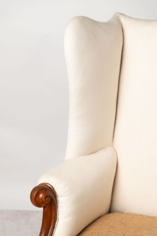 ANTIQUE ENGLISH WING CHAIR - ADDITIONAL PHOTO 6