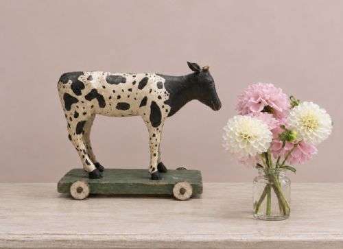 Wooden Cow on Wheels