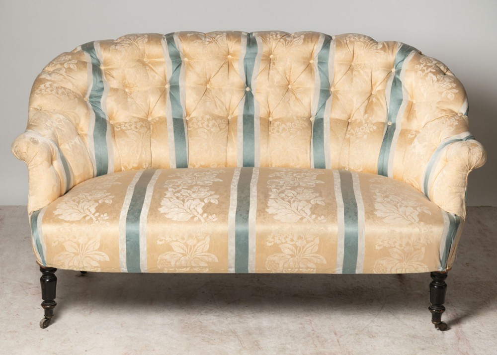 Antique French Napoleon III sofa, for upholstery