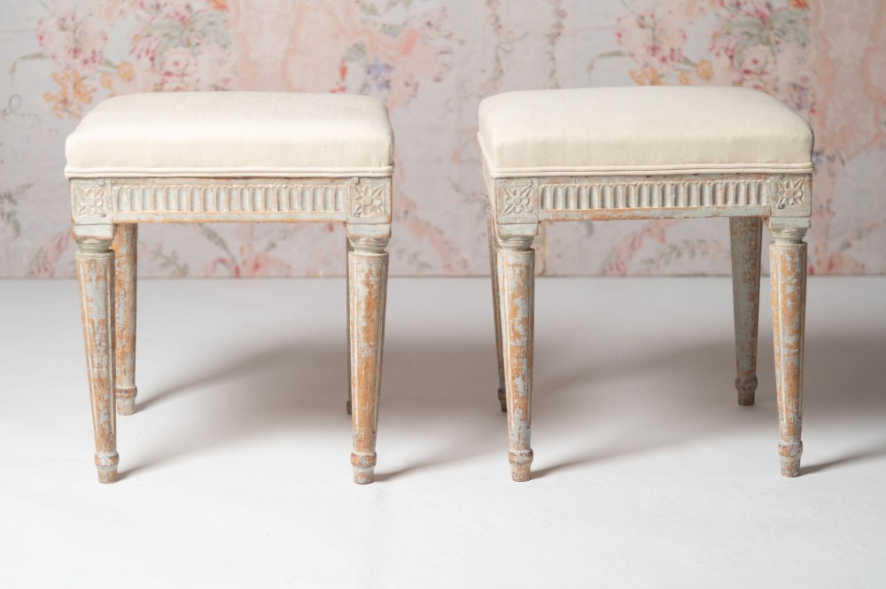 Pair of antique Swedish Gustavian stools