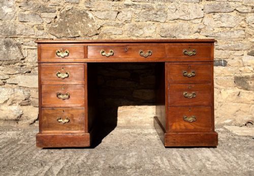 fig 1. Victorian Mahogany Pedestal Desk with Leather Writing Surface