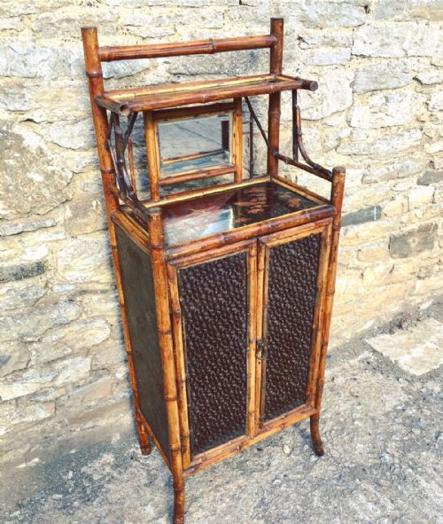 Victorian Bamboo Glass Fronted Cabinet