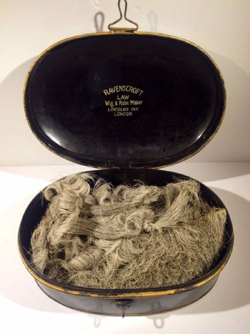 fig 1. Victorian Ravenscroft Barristers Wig in Original Tin