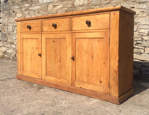 Large Victorian Stripped Pine Dresser Base