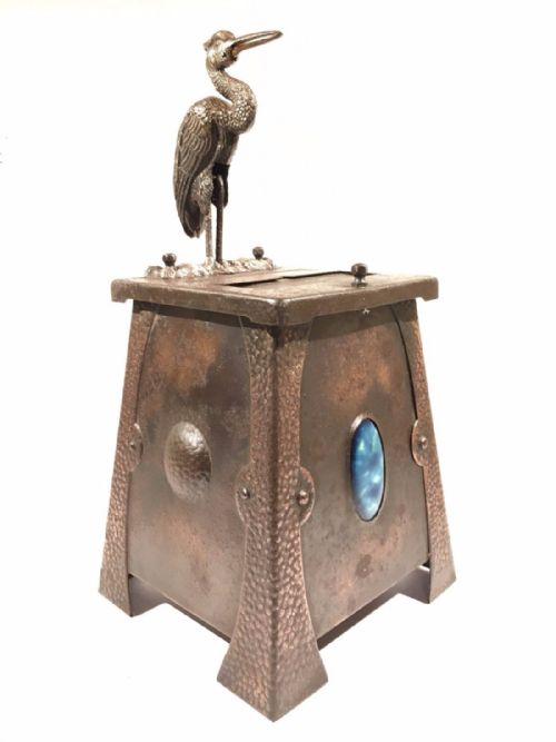 fig 1. Arts and Crafts Heron Mechanical Novelty Cigarette Dispenser