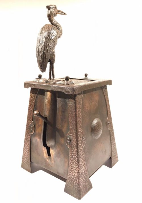 fig 2. Arts and Crafts Heron Mechanical Novelty Cigarette Dispenser