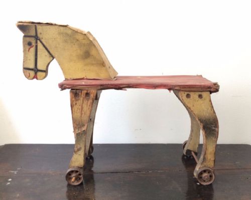 Handmade Victorian Child's Push Along / Ride on Wooden Toy Horse