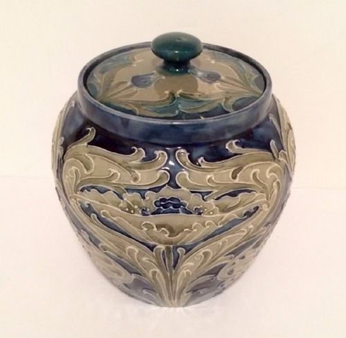 fig 1. William Moorcroft Late Florian Poppy Tobacco Jar and Lid