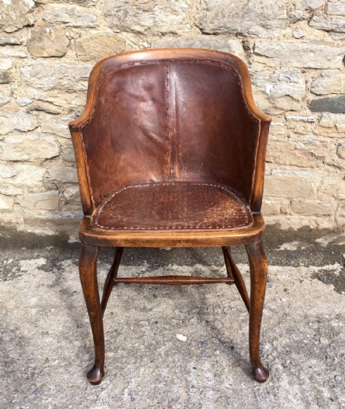 fig 1. Antique Leather Desk or Library Chair