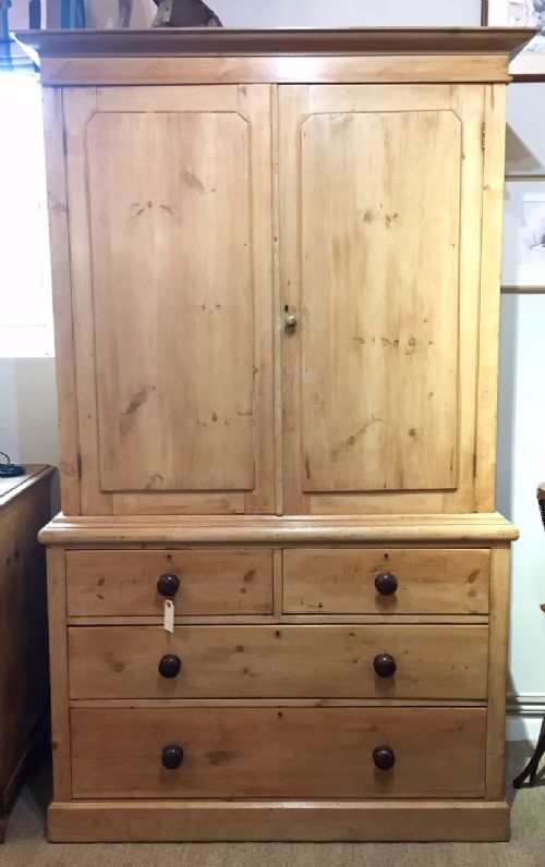 Antique Victorian Pine Linen Press