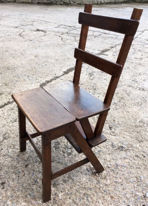 fig 1. Victorian Oak Metamorphic Library Step Chair