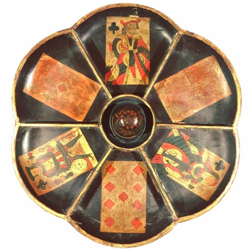 Antique Pope Joan Card Game Spinning Wheel