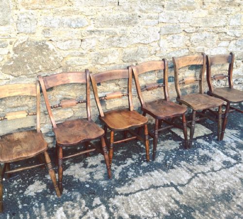 Set of 6 Victorian Windsor Bar Back Dining Chairs