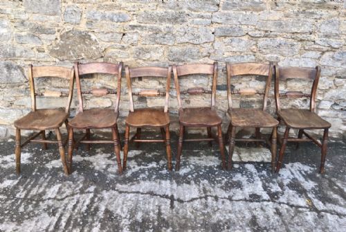 fig 1. Set of 6 Victorian Windsor Bar Back Dining Chairs