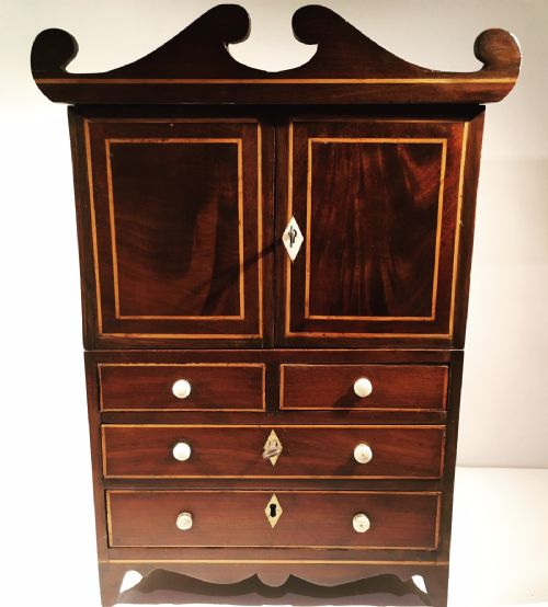 Antique 19th Century Apprentice Made Miniature Linen Press