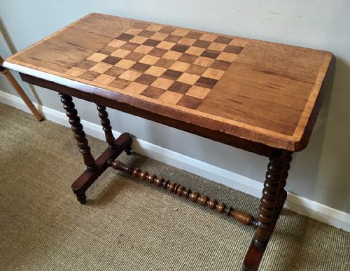 Antique Victorian Mahogany Hall Table with Inlaid Chess Board Top