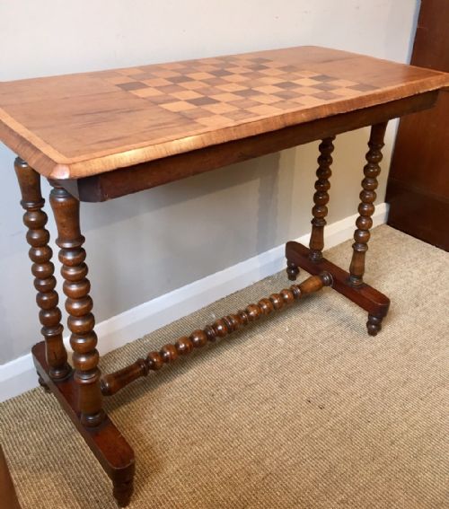 fig 1. Antique Victorian Mahogany Hall Table with Inlaid Chess Board Top