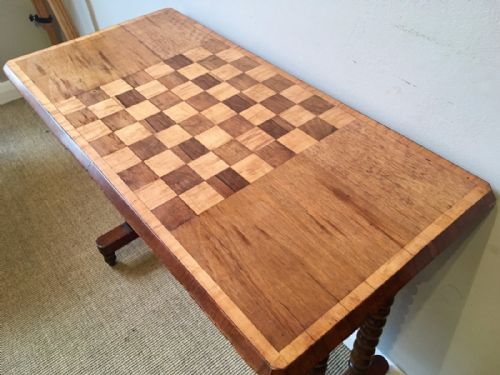 fig 2. Antique Victorian Mahogany Hall Table with Inlaid Chess Board Top