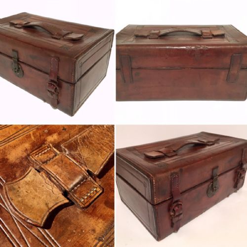 fig 1. Antique Victorian Leather Doctor's Apothecary Medicine Case with Bottles