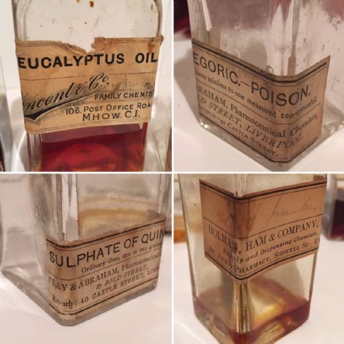fig 3. Antique Victorian Leather Doctor's Apothecary Medicine Case with Bottles