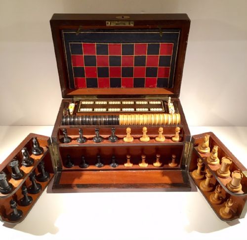 Antique Victorian Rosewood Games Compendium Box