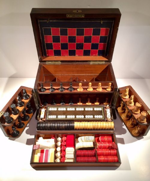 fig 1. Antique Victorian Rosewood Games Compendium Box
