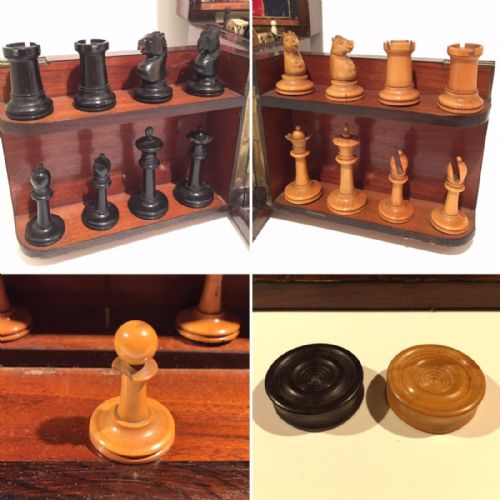 fig 4. Antique Victorian Rosewood Games Compendium Box