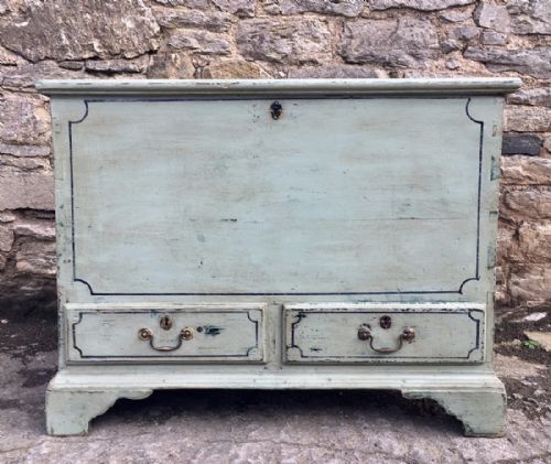 Antique Painted Pine Blanket Box Chest with Two Drawers