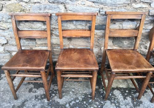 fig 2. Set of 6 Antique Church Chapel Chairs